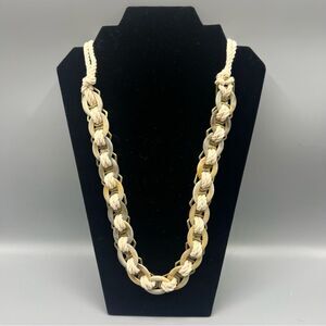 Pim + Larkin Rope Shell Braided Necklace in Cream and Brushed Gold